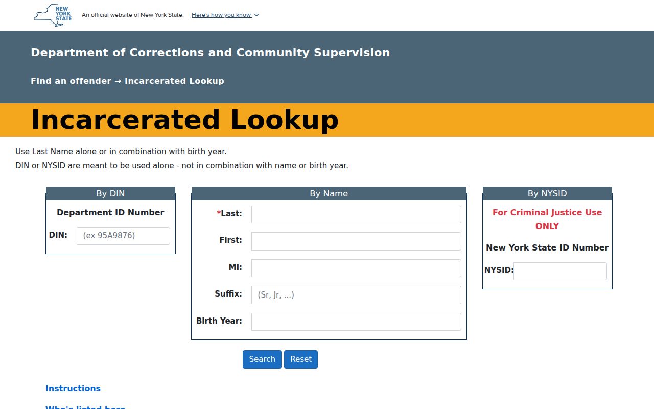 Tioga County criminal custody DOCCS lookup