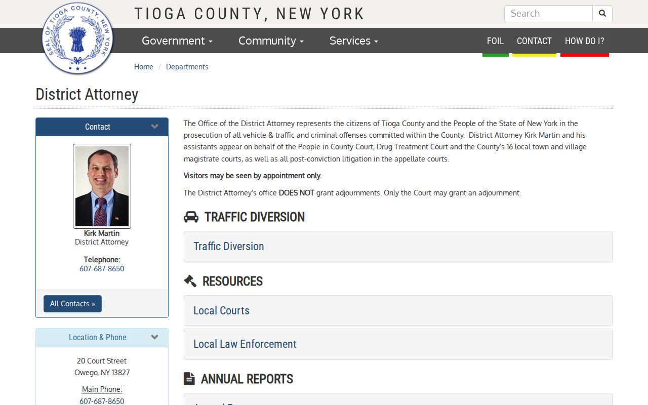 Tioga County criminal court case information from the District Attorney