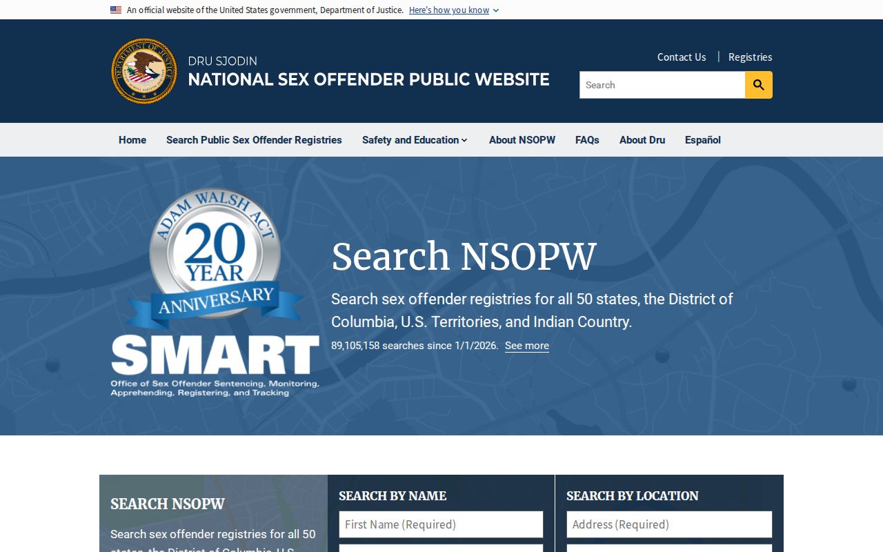 Tioga County sex offender record cross-check through the national public search